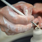 Yuta Segawa working in his studio in London 2019